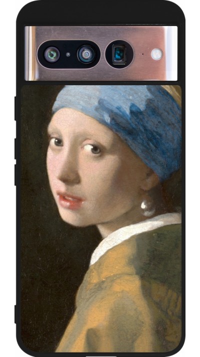 Coque Google Pixel 8 - Silicone rigide noir Tableau art - La Jeune fille à la perle - Johannes Vermeer