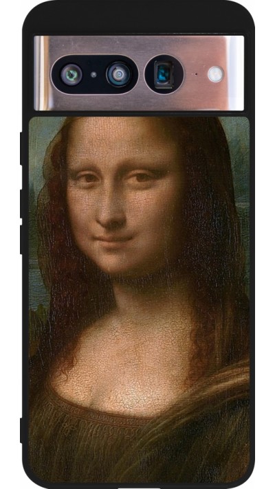 Coque Google Pixel 8 - Silicone rigide noir Tableau art - La Joconde - Léonard de Vinci