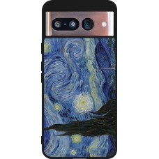 Coque Google Pixel 8 - Silicone rigide noir Tableau art - La Nuit étoilée - Van Gogh