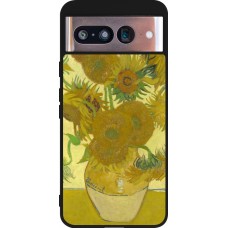 Coque Google Pixel 8 - Silicone rigide noir Tableau art - Les Tournesols - Van Gogh