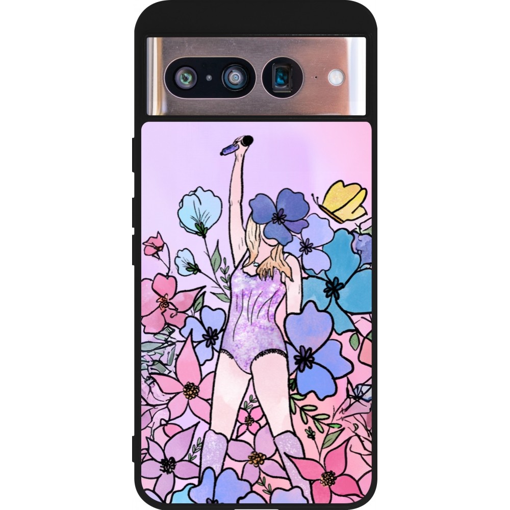 Google Pixel 8 Case Hülle - Silikon schwarz Taylor Swift Sketch - Pink