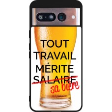 Coque Google Pixel 8 - Silicone rigide noir Tout travail mérite sa bière