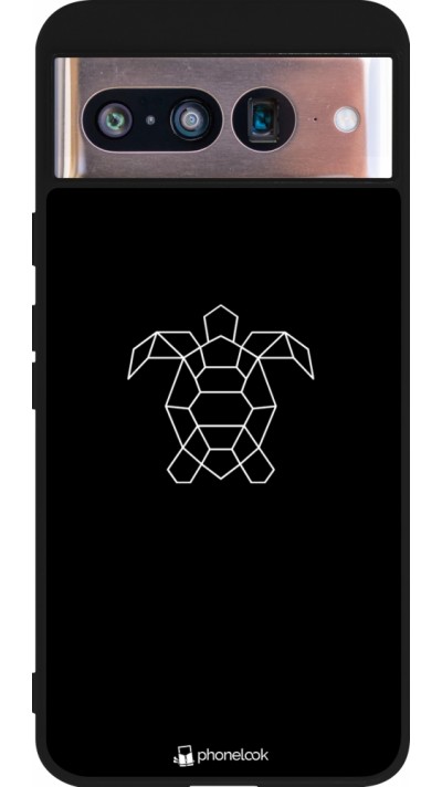 Coque Google Pixel 8 - Silicone rigide noir Turtles lines on black