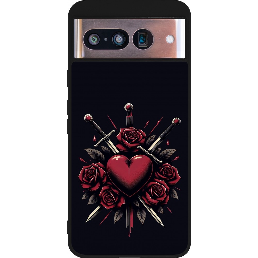 Google Pixel 8 Case Hülle - Silikon schwarz Valentine 2024 gothic love