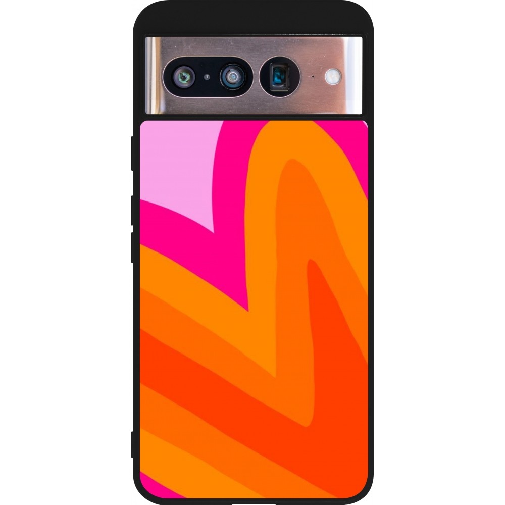 Google Pixel 8 Case Hülle - Silikon schwarz Valentine 2024 heart gradient