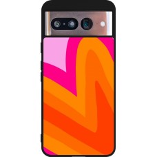 Google Pixel 8 Case Hülle - Silikon schwarz Valentine 2024 heart gradient
