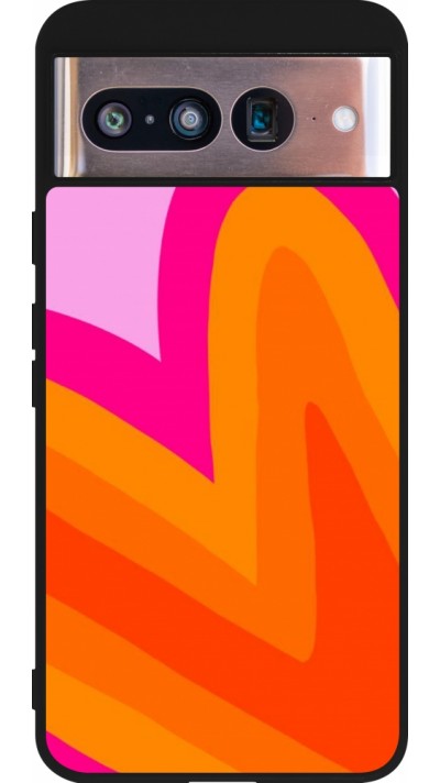 Coque Google Pixel 8 - Silicone rigide noir Valentine 2024 heart gradient