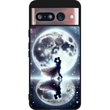 Coque Google Pixel 8 - Silicone rigide noir Valentine 2024 Love under the moon