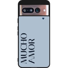 Coque Google Pixel 8 - Silicone rigide noir Valentine 2024 mucho amor azul