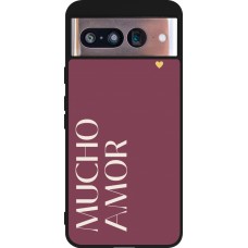 Coque Google Pixel 8 - Silicone rigide noir Valentine 2024 mucho amor rosado