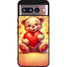 Google Pixel 8 Case Hülle - Silikon schwarz Valentin 2024 Teddy Liebe