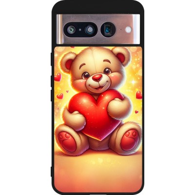 Google Pixel 8 Case Hülle - Silikon schwarz Valentin 2024 Teddy Liebe