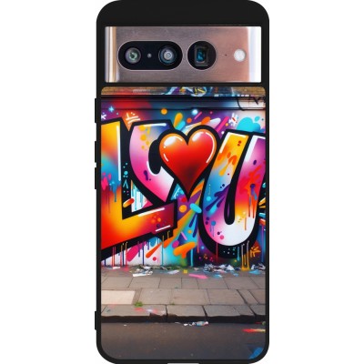 Google Pixel 8 Case Hülle - Silikon schwarz Valentin 2025 Liebe U Tag