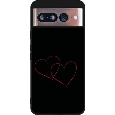 Google Pixel 8 Case Hülle - Silikon schwarz Valentine 2023 attached heart