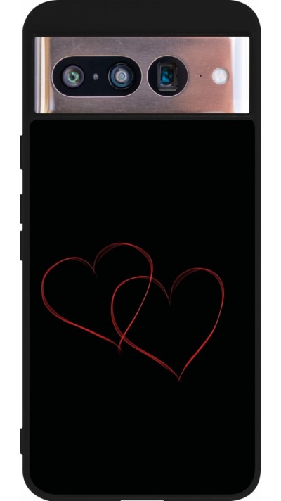 Coque Google Pixel 8 - Silicone rigide noir Valentine 2023 attached heart