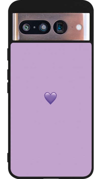 Coque Google Pixel 8 - Silicone rigide noir Valentine 2023 purpule single heart