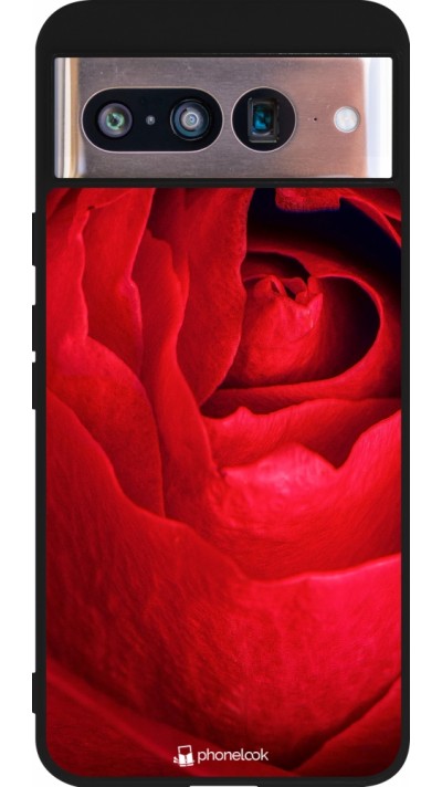 Coque Google Pixel 8 - Silicone rigide noir Valentine 2022 Rose