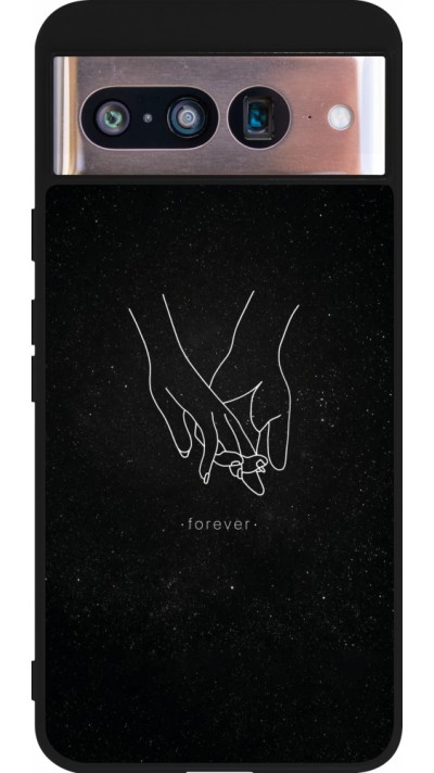 Coque Google Pixel 8 - Silicone rigide noir Valentine 2023 hands forever