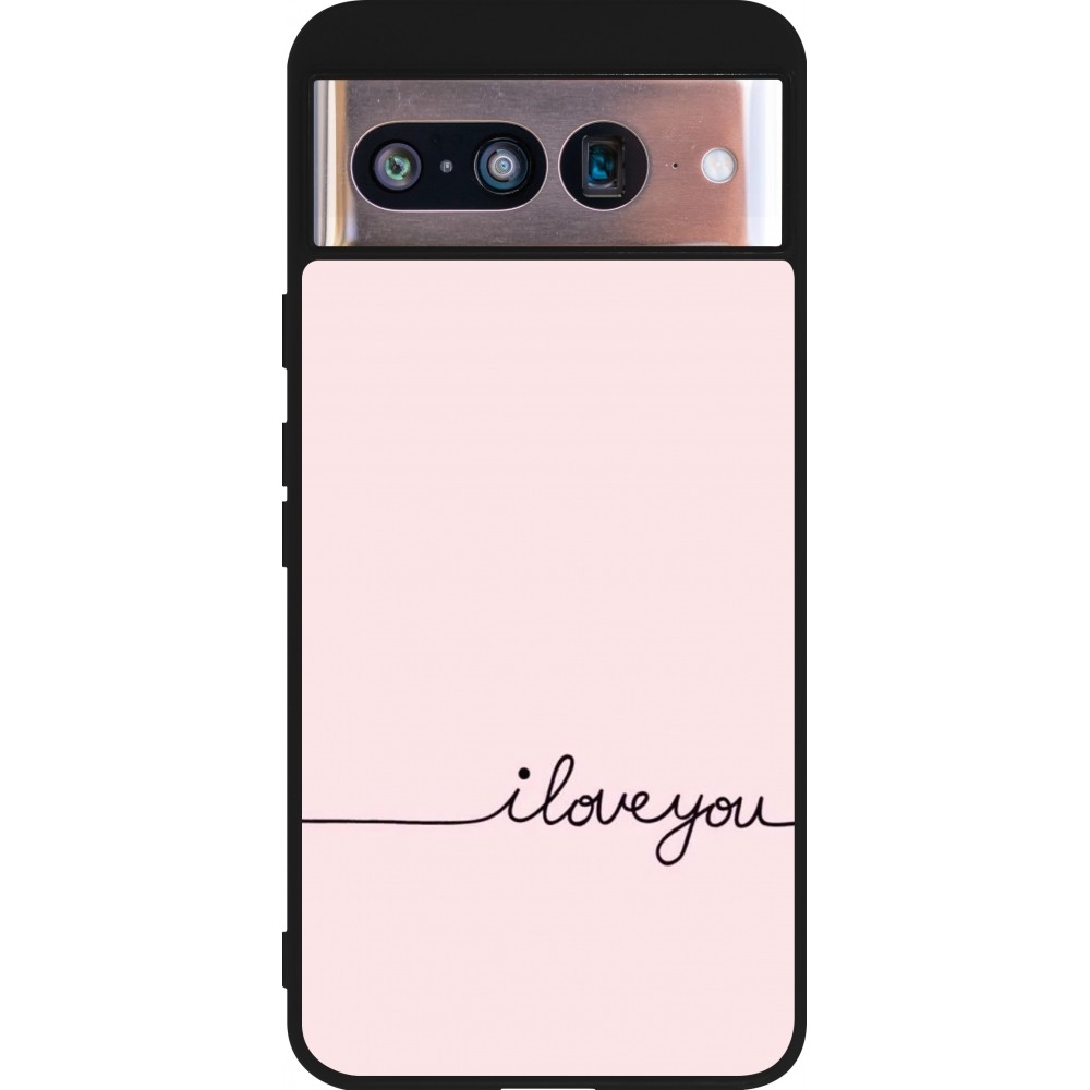 Google Pixel 8 Case Hülle - Silikon schwarz Valentine 2023 i love you writing
