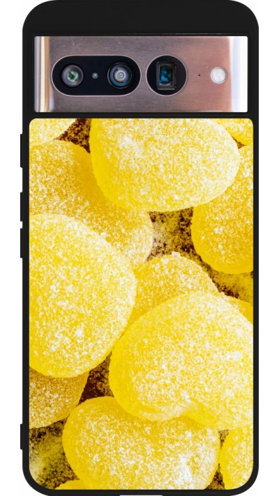 Coque Google Pixel 8 - Silicone rigide noir Valentine 2023 sweet yellow hearts