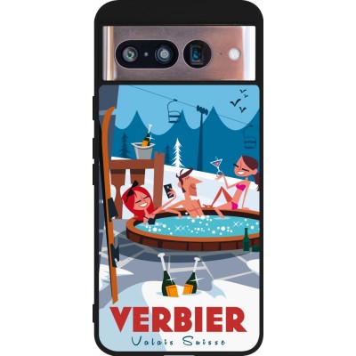 Google Pixel 8 Case Hülle - Silikon schwarz Verbier Mountain Jacuzzi