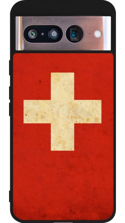 Google Pixel 8 Case Hülle - Silikon schwarz Vintage Flag SWISS