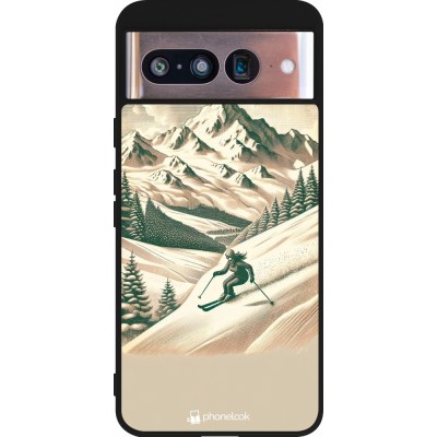 Google Pixel 8 Case Hülle - Silikon schwarz Vintage Skiberg