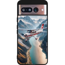 Google Pixel 8 Case Hülle - Silikon schwarz Schweizer Alpenflug