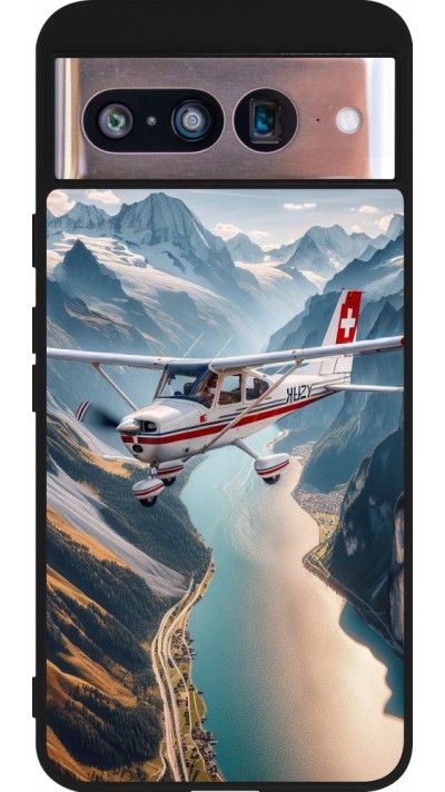 Google Pixel 8 Case Hülle - Silikon schwarz Schweizer Alpenflug