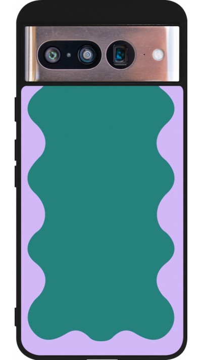 Coque Google Pixel 8 - Silicone rigide noir Wavy Rectangle Green Purple