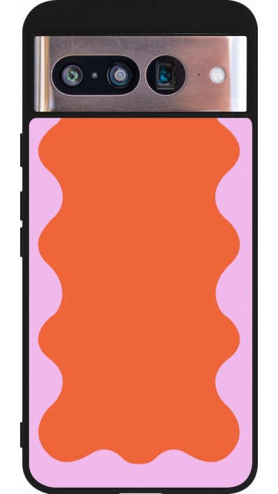 Coque Google Pixel 8 - Silicone rigide noir Wavy Rectangle Orange Pink