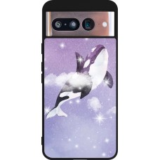 Google Pixel 8 Case Hülle - Silikon schwarz Whale in sparking stars