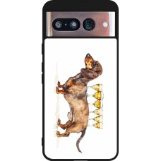 Coque Google Pixel 8 - Silicone rigide noir Wine Teckel