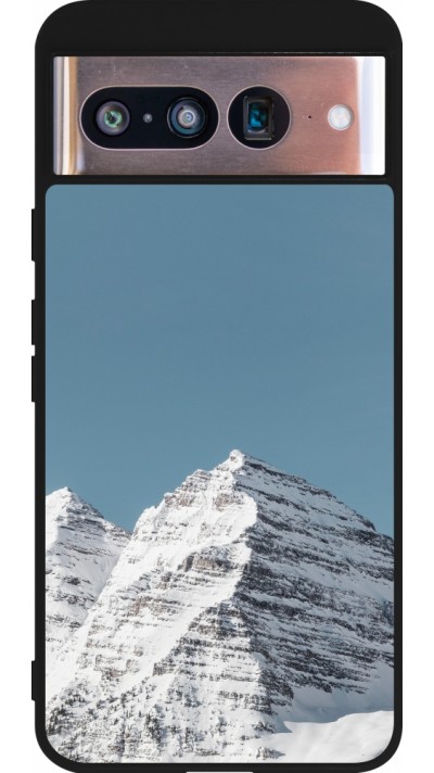 Coque Google Pixel 8 - Silicone rigide noir Winter 22 blue sky mountain