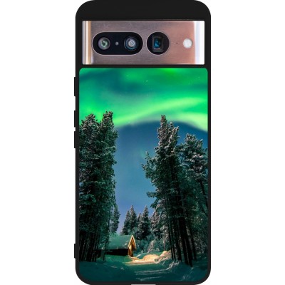 Google Pixel 8 Case Hülle - Silikon schwarz Winter 22 Northern Lights