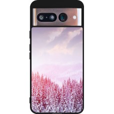 Google Pixel 8 Case Hülle - Silikon schwarz Winter 22 Pink Forest