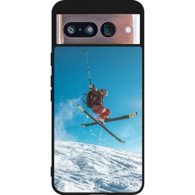 Google Pixel 8 Case Hülle - Silikon schwarz Winter 22 Ski Jump