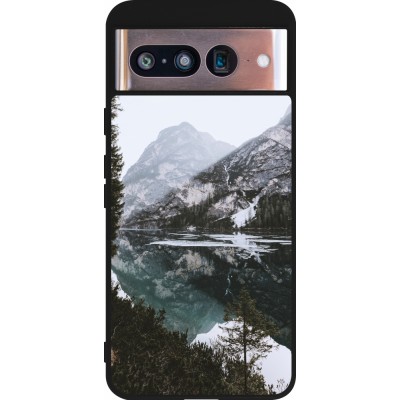 Google Pixel 8 Case Hülle - Silikon schwarz Winter 22 snowy mountain and lake