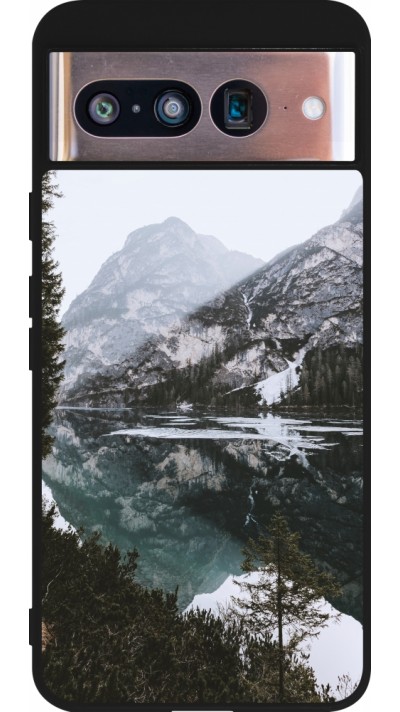 Coque Google Pixel 8 - Silicone rigide noir Winter 22 snowy mountain and lake