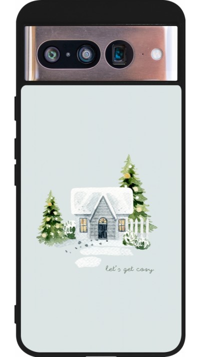 Coque Google Pixel 8 - Silicone rigide noir Winter 25 Cosy House
