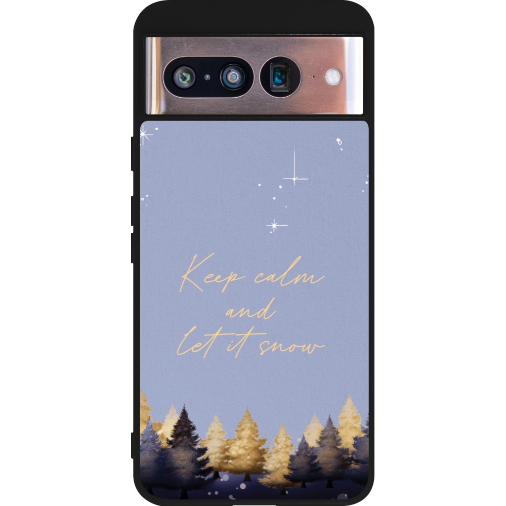Coque Google Pixel 8 - Silicone rigide noir Winter 25 Winter illustration of trees