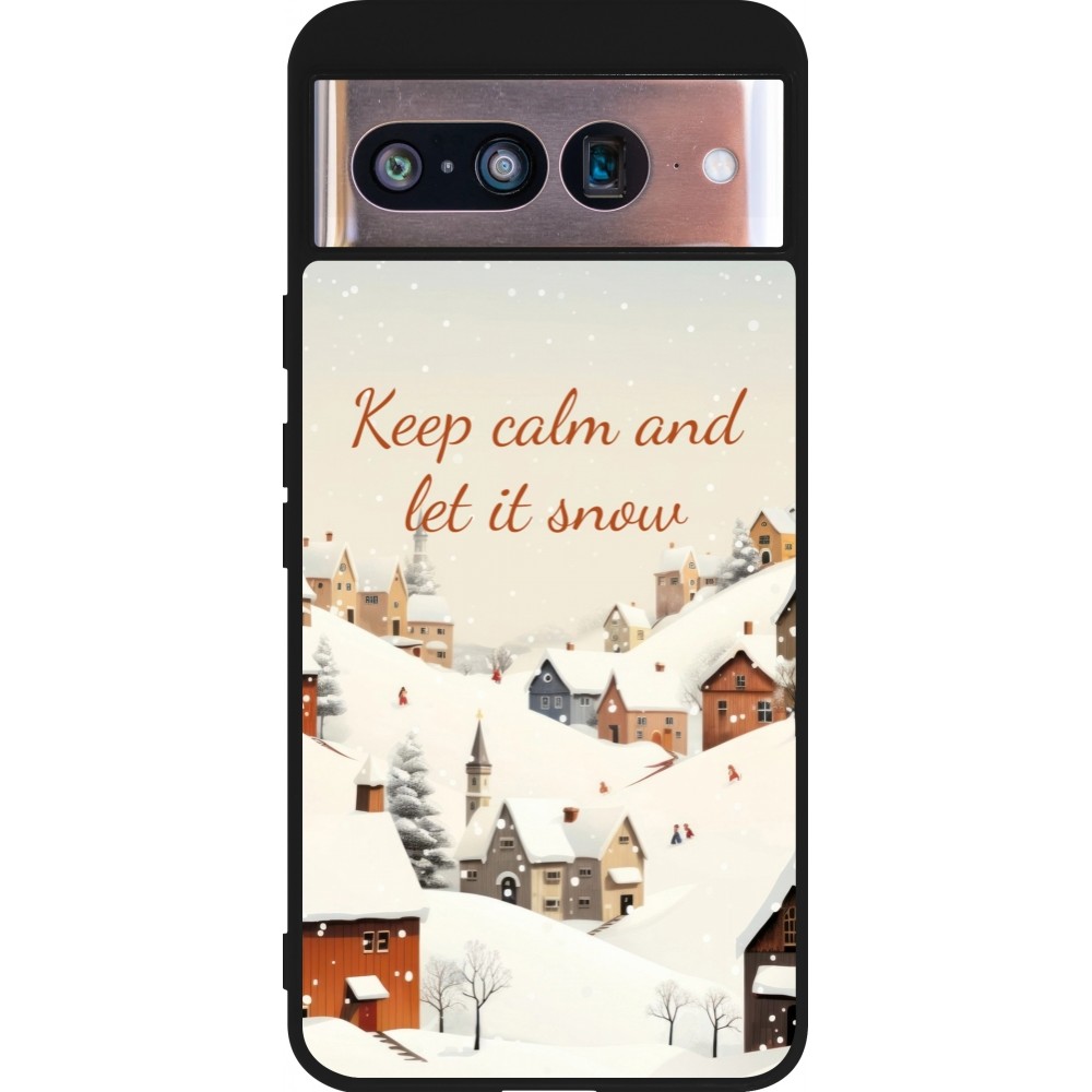 Coque Google Pixel 8 - Silicone rigide noir Winter 25 Winter Keep calm and let it snow