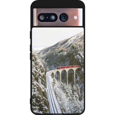 Google Pixel 8 Case Hülle - Silikon schwarz Winter 25 Winter polar express