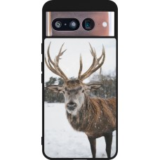 Coque Google Pixel 8 - Silicone rigide noir Winter 25 Winter reindeer