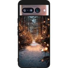 Coque Google Pixel 8 - Silicone rigide noir Winter 25 Winter snowy road