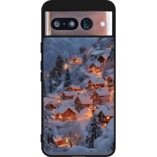 Coque Google Pixel 8 - Silicone rigide noir Winter 25 Winter snowy village