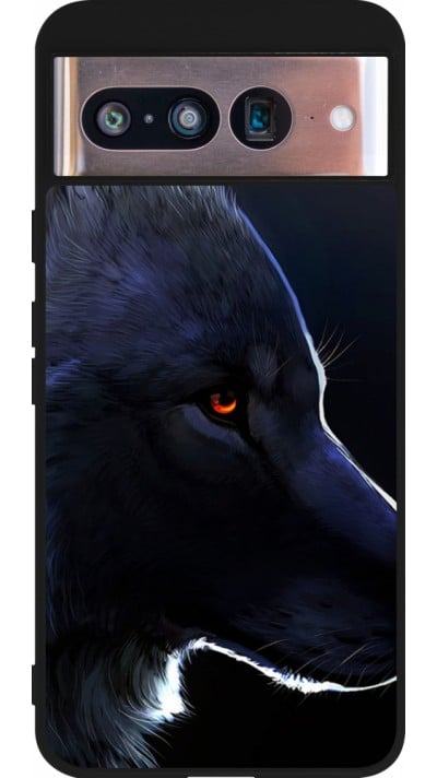 Coque Google Pixel 8 - Silicone rigide noir Wolf Shape