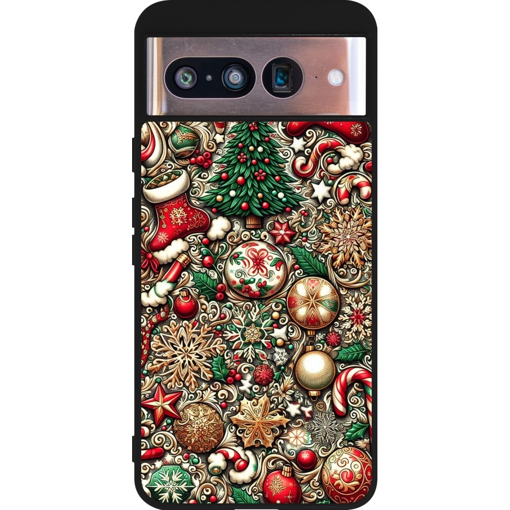 Google Pixel 8 Case Hülle - Silikon schwarz Weihnachten 2023 Mikromuster
