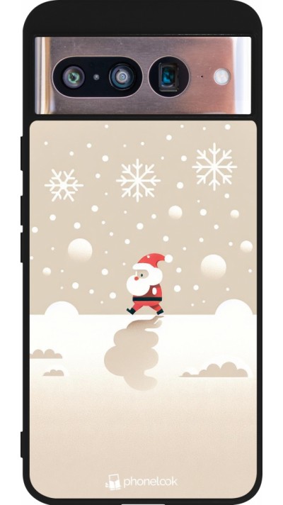 Coque Google Pixel 8 - Silicone rigide noir Noël 2023 Minimalist Santa