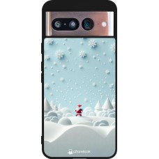 Coque Google Pixel 8 - Silicone rigide noir Noël 2023 Petit Père Flocon